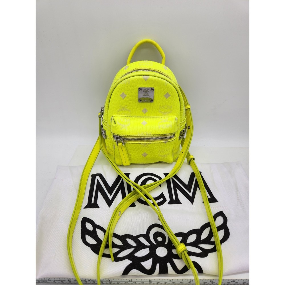 ❤️SOLD❤️MCM Mini Lime Studded Backpack 517MCMXADC